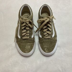 Vans Gold Glitter Sneakers Size 9 Metallic Sparkly Shimmer Bling Golden